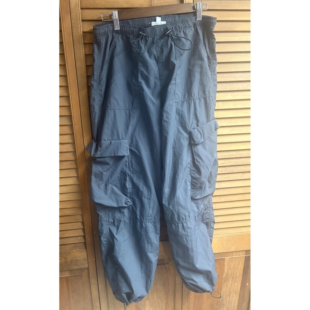Garage Grey Nylon Cargo Parachute Pants Utility Gorpcore Streetwear Small